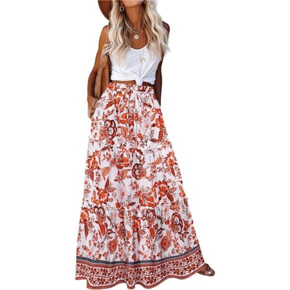 Womens Maxi Skirts, Flowy Skirt with Pockets 08 - Picture 1 of 5